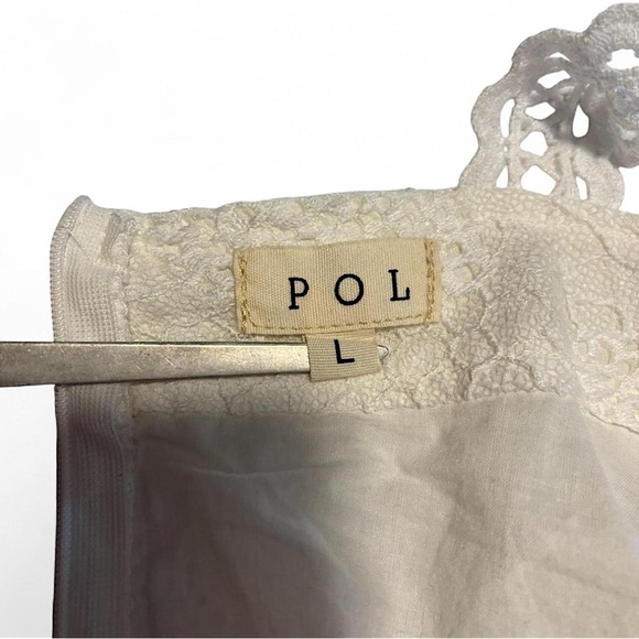 POL Lace Mini Dress Sz L Floral Crochet Cottagecore Sleeveless Summer Lined - Picture 6 of 6